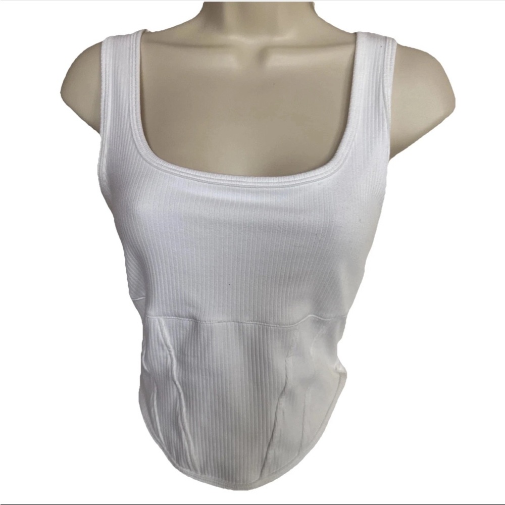 Victoria Secret White Ribbed Women's Tank Top Size Medium